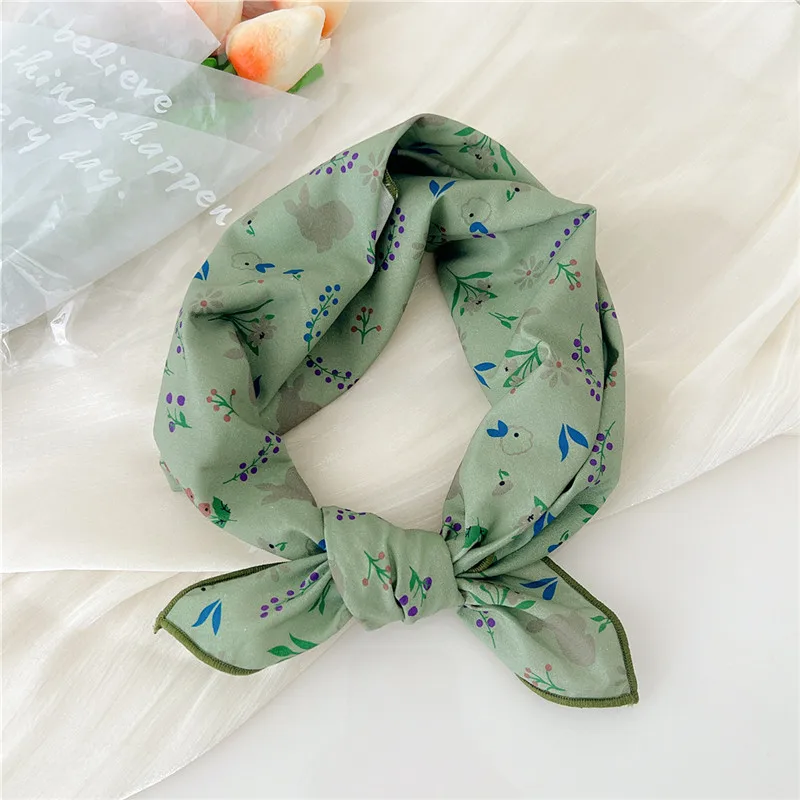 58cm Print Square Scarves Casual Kerchief Fashion Cotton Linen Neckerchief Bandanas Turban Neck Wraps Headband Scarf for Women