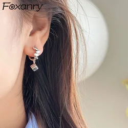 Foxanry Cube Geometric Pendant Drop Earrings For Women Creative Design Simple Trendy Classic Personality Daily Party Jewelry Gif