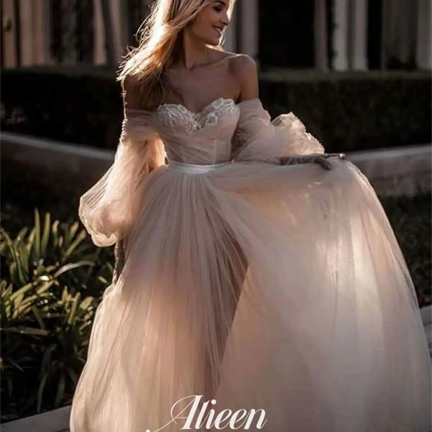 Aileen Sweetheart A-Line vestido de novia bohemio para mujer, manga abullonada, graduación, Dubai, vestidos largos de noche de lujo para mujer