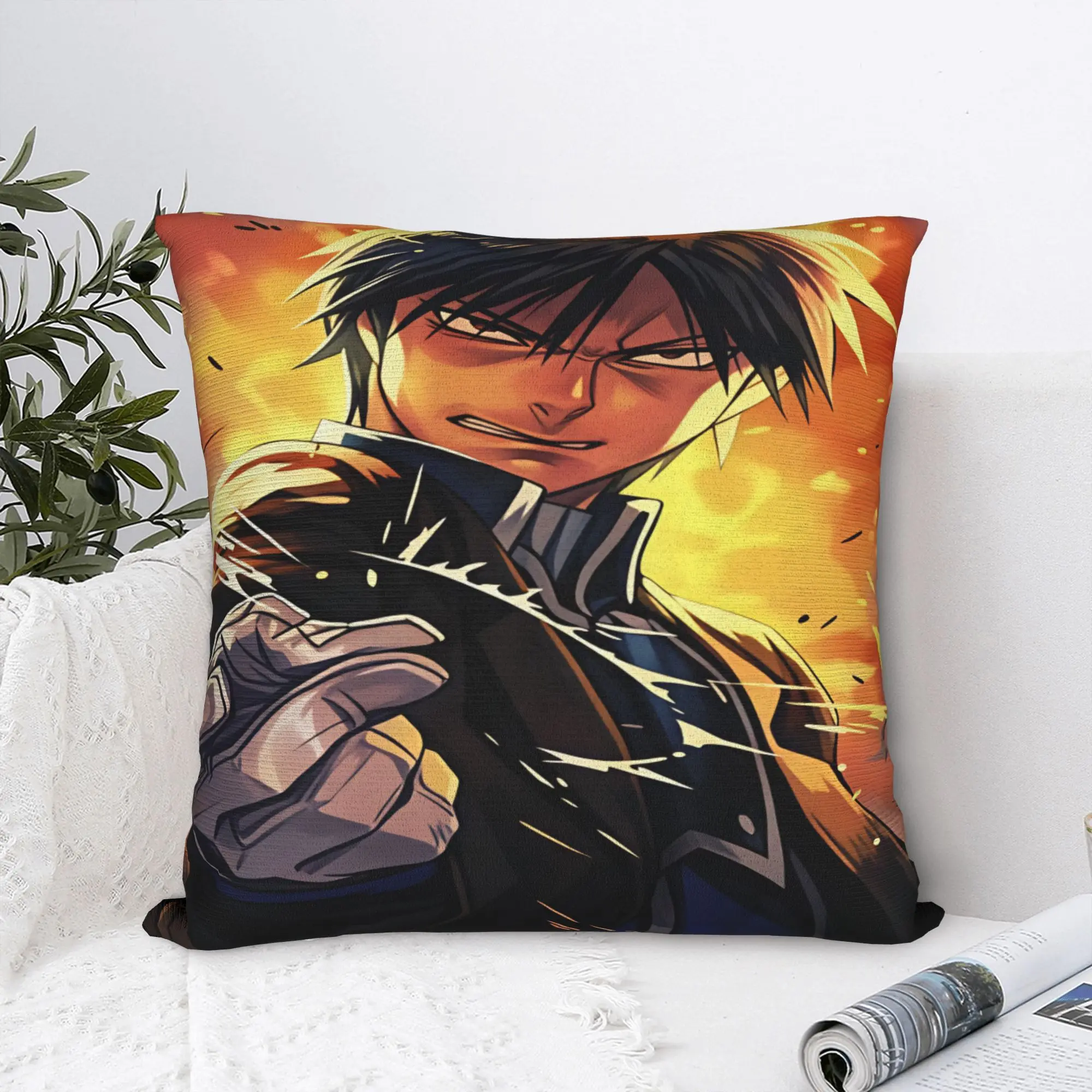Roy Mustang Pillow Cover Fullmetal Alchemists Design Cushion Cover Morden Pillow Case For Wedding Party Home Decor