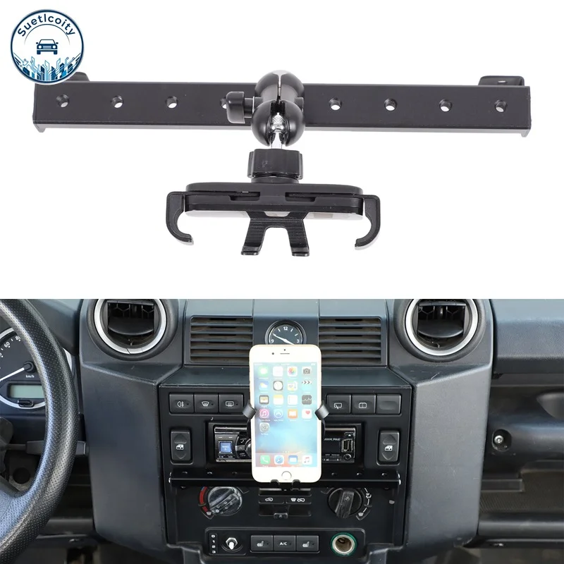 

Aluminum Alloy For Land Rover Defender 90 110 130 04-18 Center Console Phone Holder GPS Navigation Bracket Interior Accessories
