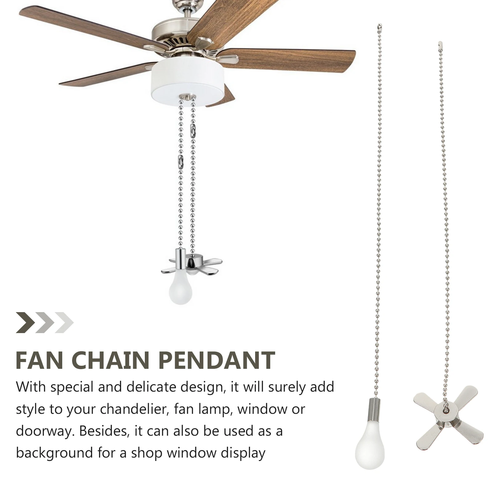 

2pcs Ceiling Fan Pull Chain Extender Chandelier Chain Pulls for Lighting Fan Control Vintage Durable Glass Pendant Lamp