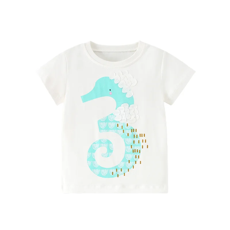 Jumping Meters-camisetas para bebés y niñas, ropa con apliques de animales, a rayas, para verano