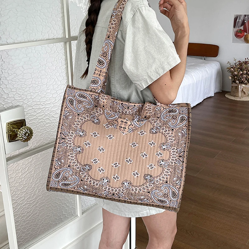Böhmische Künstlerische Vintage-Blumenmuster-Tragetasche, Damen-Schultertasche, Große Vielseitige Handtasche für Pendeln, Arbeit und Einkaufen – Detail 23
