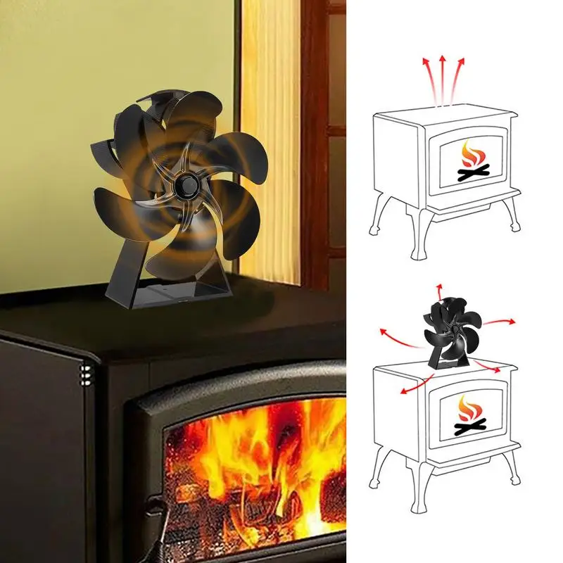 Thermoelectric Stove Fan 6 Blade Fireplace Fan For Wood Burning Stove Wood Stove Fan Heat Powered Fan Wood Stove Accessories