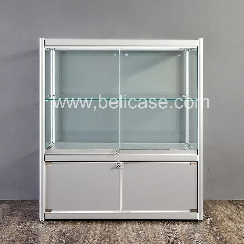 (Customized) tempered glass display cabinet aluminum frame shop showcase design high quality retail store fixtures sale