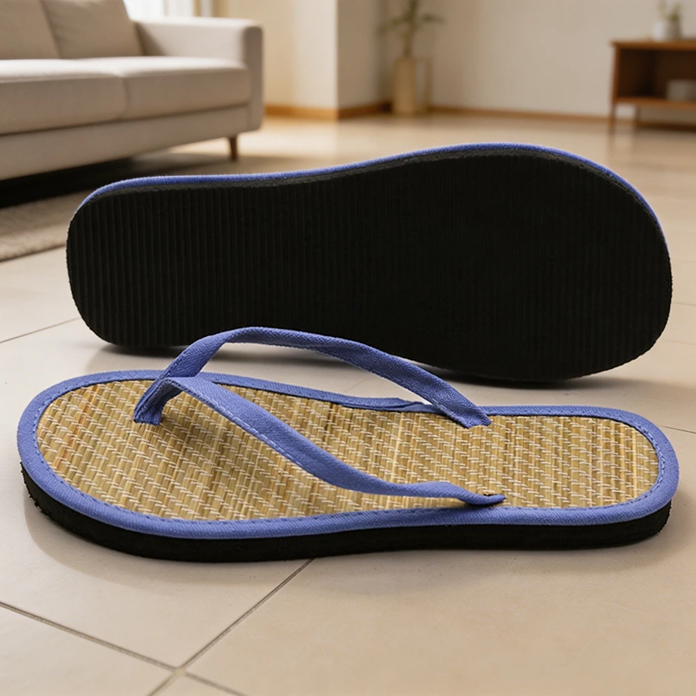 Breathable Summer Sandals,Rattan Sandals For Home/Outdoor Wear,Unisex Summer Flat Bottomed Straw Mat Slippers,For Casual Walk - view 4