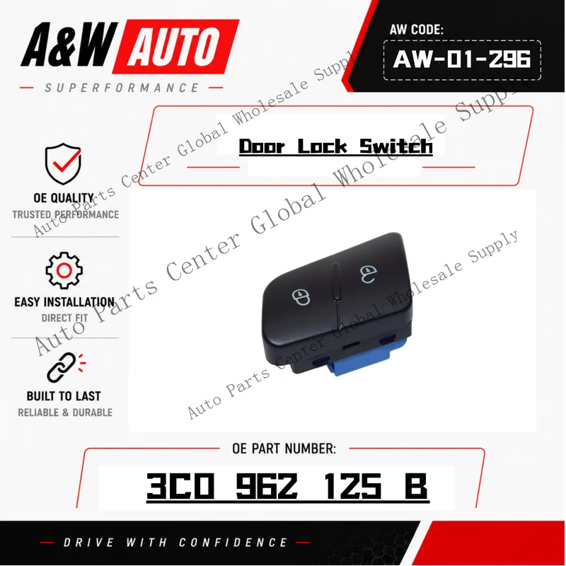 L+ Driver Front Lock Switch Button for 06-11 VW Passat B6 3C0 962 125 B
