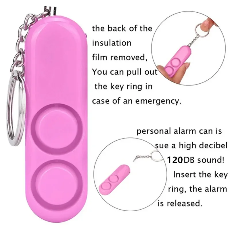 

120dB Self Defense Anti-rape Device Dual Speakers Loud Alarm Alert Attack Panic Safety Personal Security Keychain Bag Pendant