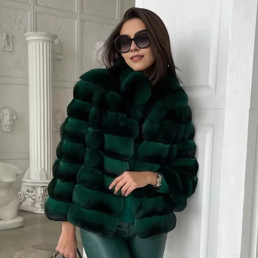 女性のためのウサギの毛皮のコート,冬の毛皮のコート,女性のための自然な短い毛皮のコート