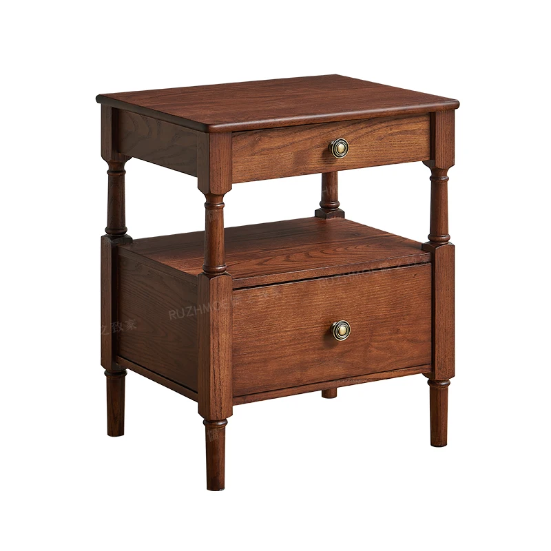

Прикроватная тумбочка во французском стиле в стиле ретро, главная спальня из массива дерева, американская бытовая прикроватная тумбочка из ясеня, двухслойная с выдвижными ящиками, старинная