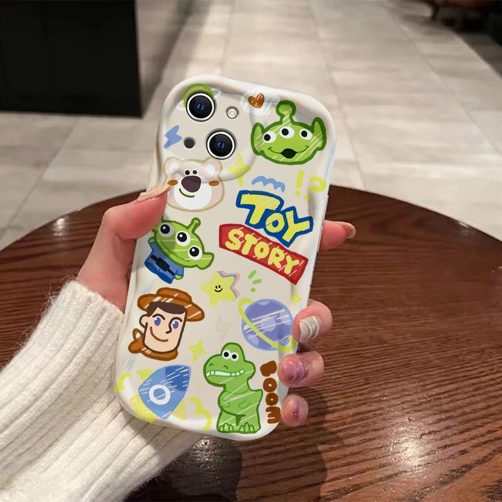 Cartoon Toy Story Alien 3D Wave Case For Samsung A73 A72 A71 A55 A54 A53 A35 A34 A33 A25 A24 A23 A15 A14 A13 A05 A04 4G 5G Cover