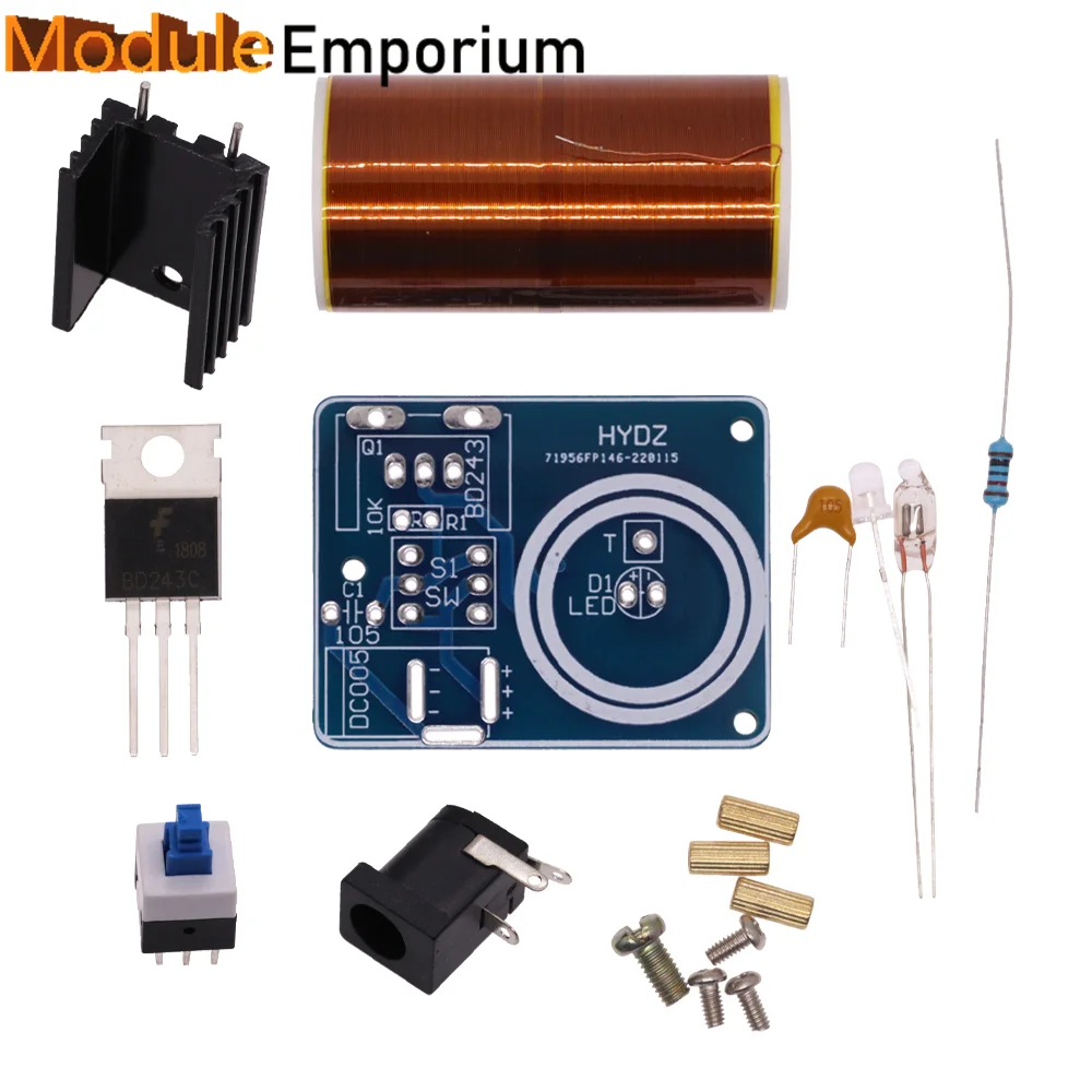 BD243 Mini Tesla Coil Kit Magic Props DIY Parts DC 9V-12V Empty Lights Technology Diy Electronics BD243C