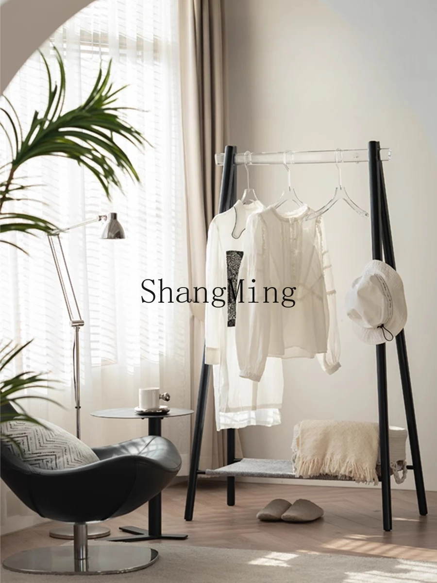 

CL coat rack, bedroom floor-to-ceiling hanger, small apartment storage, bedside household solid wood coat rack, black.