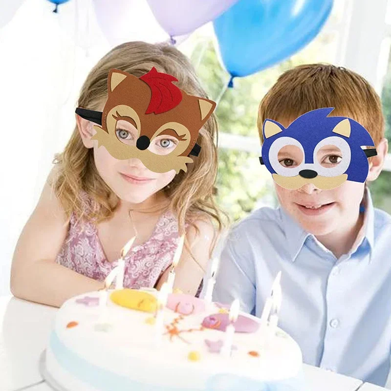 12Pcs Sonic Mask Party Decoration Set Cartoon  birthday gift party Halloween Cool Accessories Favorite Ornament For Boys Girls