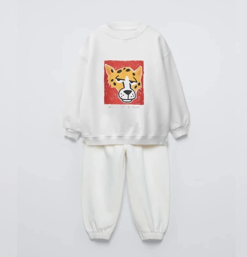 Little Boys Casual Animal Print Sweat Suit Soft Fabric Baby Kid Popular Daily Suit Children Autumn Simple Costume Toddler Wear