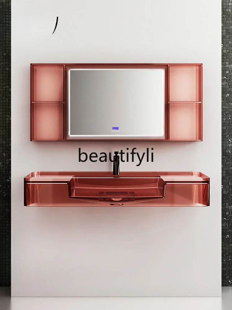 

Transparent resin color wall-mounted basin Wash basin Wall-mounted basin Designer hotel B & B face wash table