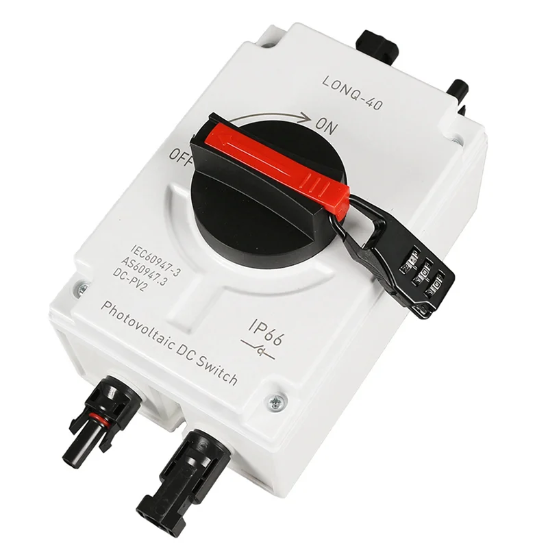 B44C 4X PV fotovoltaïsche zonne-energie-scheidingsschakelaar, LONQ-40 DC-isolator zonne-schakelaar IP66 waterdicht DC1000V 32A 4P