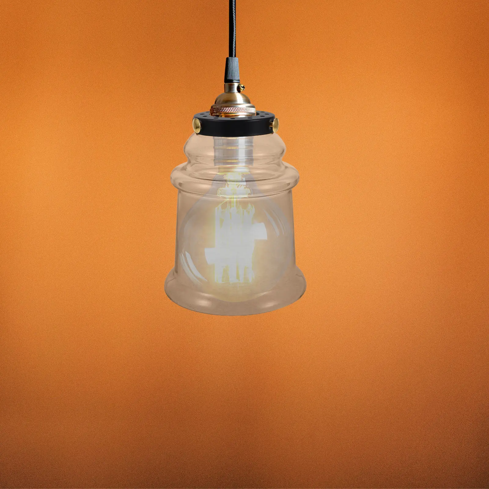 Vintage Clear Glass Lampshade Bell Shaped Replacement for Pendant Light Fixtures Industrial Style Dining Room Coffee Shop