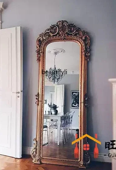

yh European full-length mirror retro carved full body French floor-to-ceiling mirror American creative high-end fitting mirror
