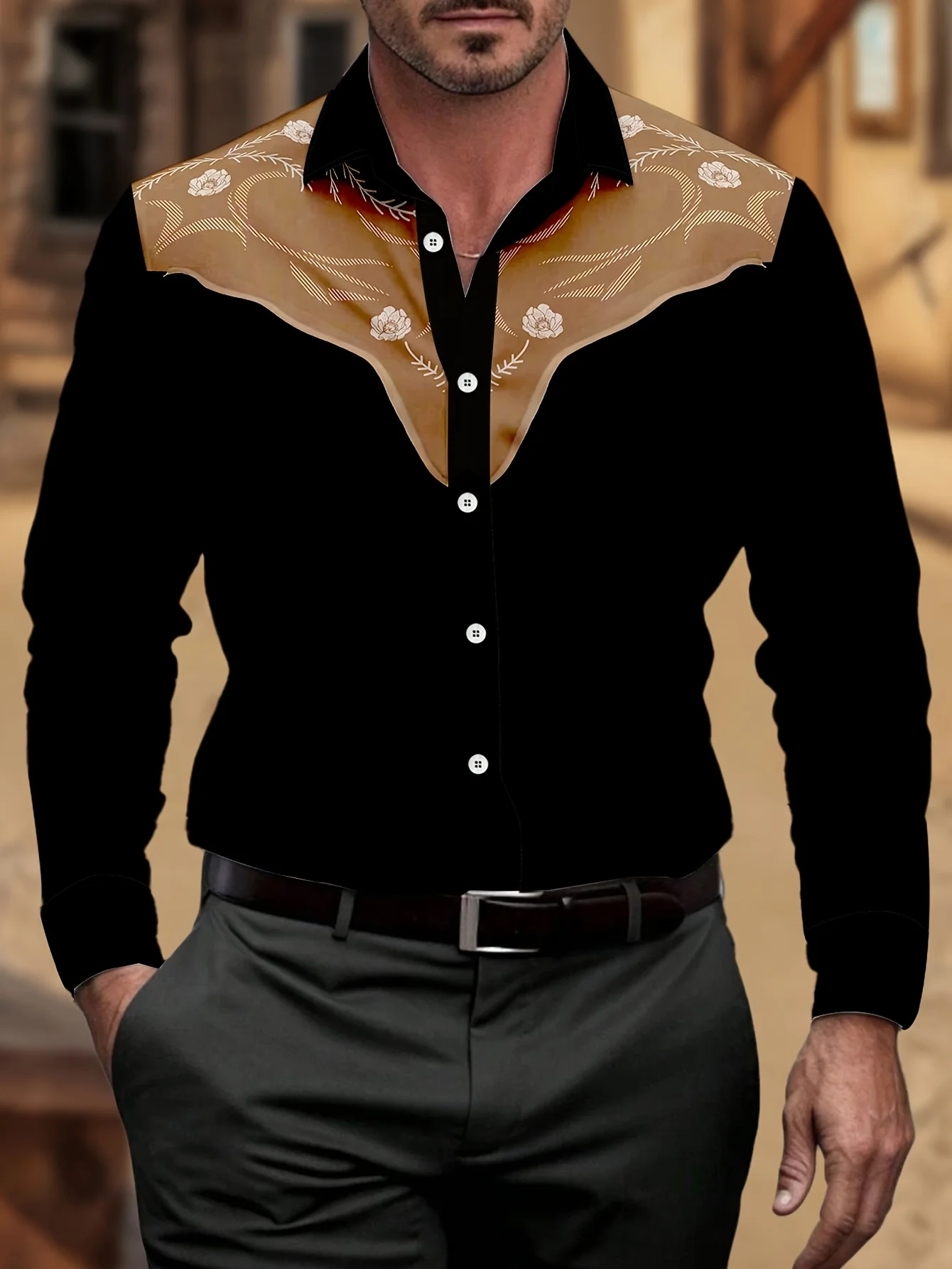 

Осенне-зимняя мужская повседневная модная рубашка с длинными рукавами, черная джинсовая рубашка с длинным рукавом и принтом, удобная джинсовая тематическая одежда