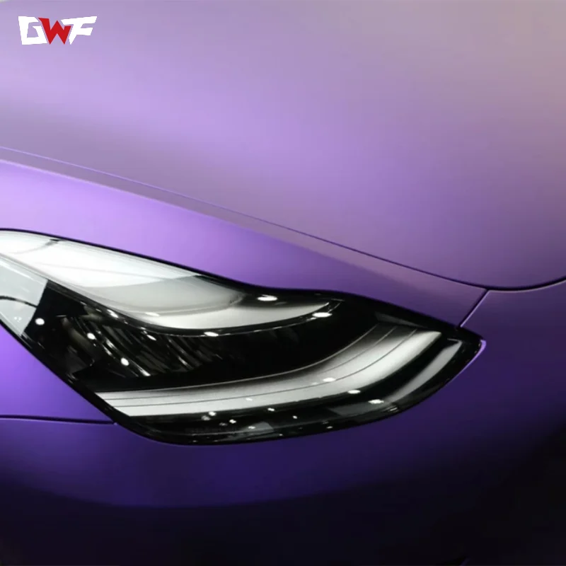 

Purple Metallic Car Wrap Vniyl Matte Film Wrap Crystal Blue High Glossy 1.52x17m Self Adhesive Auto Vinyl Rolls