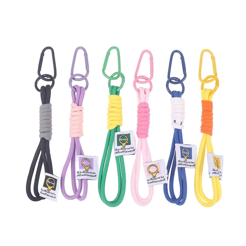 Creative Braided Lanyard Keychain For Phone Camera Anti Lost Knot Wrist Rope Strap Car Trinket Key Chains Fashion Keyring