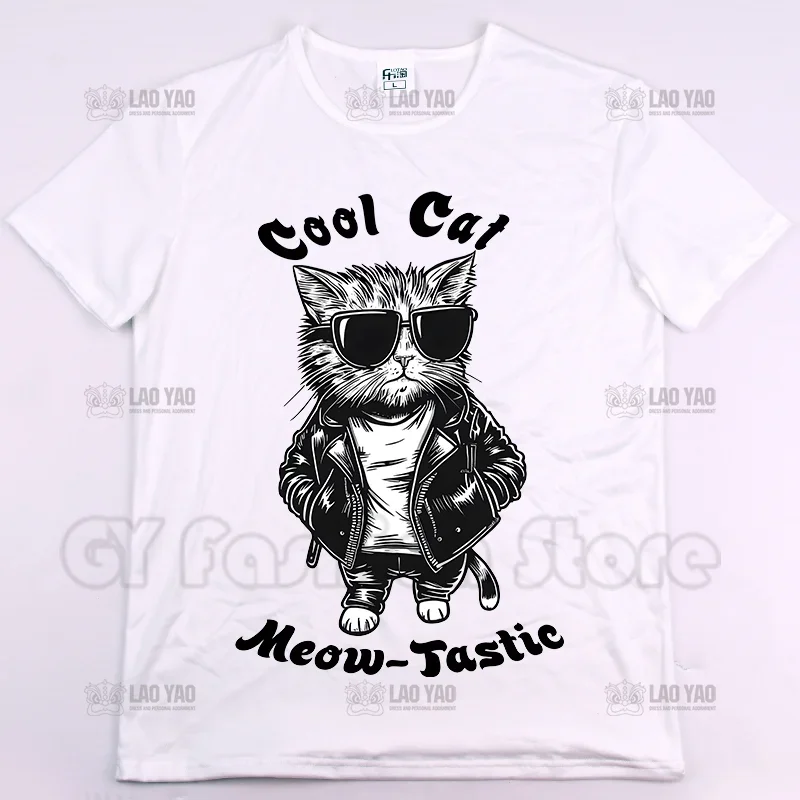 Cool Cat Meow Tastic Graphic  Shirts Hot Selling Summer Printed -shirt Unisex Street Wear Casual Men Women   Harajuku