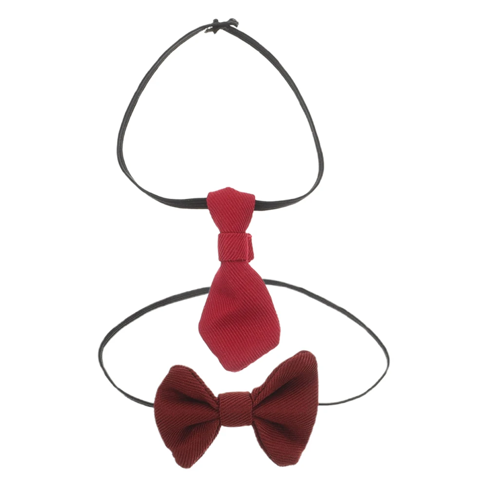 

2 Pcs Tie Miniature Bowtie Model Scene Animal Dress up Red Dollhouse Craft