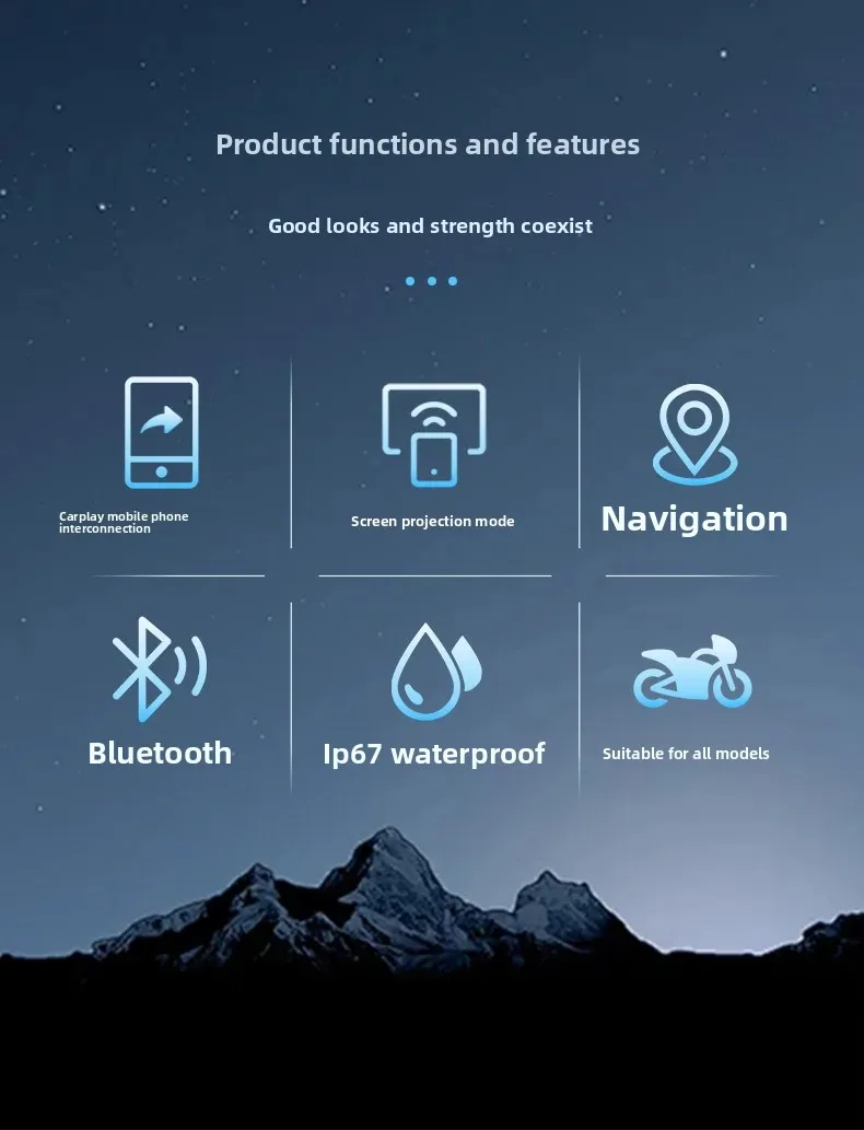 مقاوم للماء دراجة نارية ركوب مسجل جهاز الملاحة Carplay عبر الحدود مع زاوية اطلاق النار 140 درجة #6