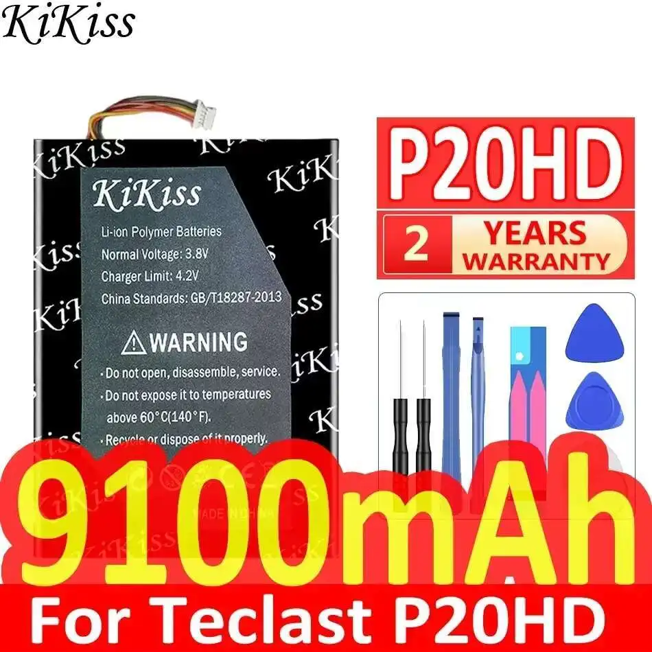 

KiKiss Battery 9100mAh For Teclast P20HD 98 4G ID N6H1 P20 HD 5 Wire Plug Laptop