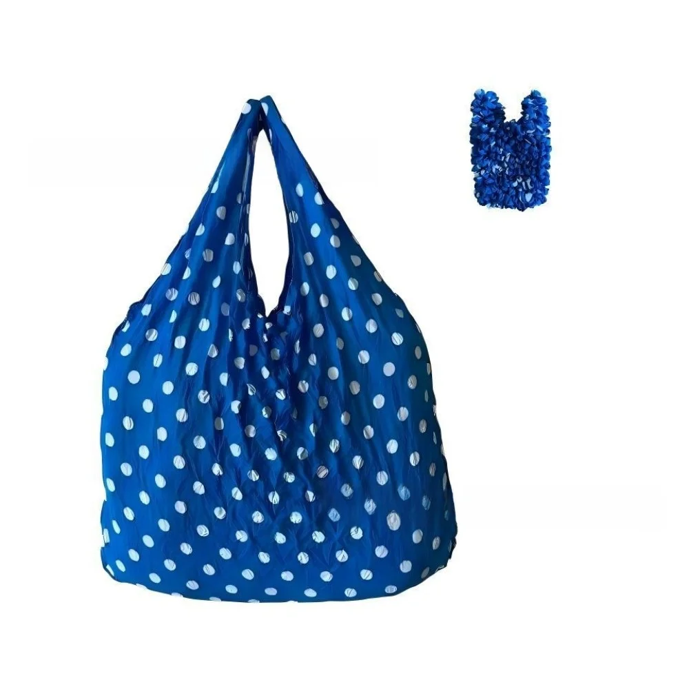 Large Capacity Stretch Shopping Bag Bubble Pleated Magic Stretch Tote Shoulder Bag 1PC Polka Dot Reusable Grocery Bag