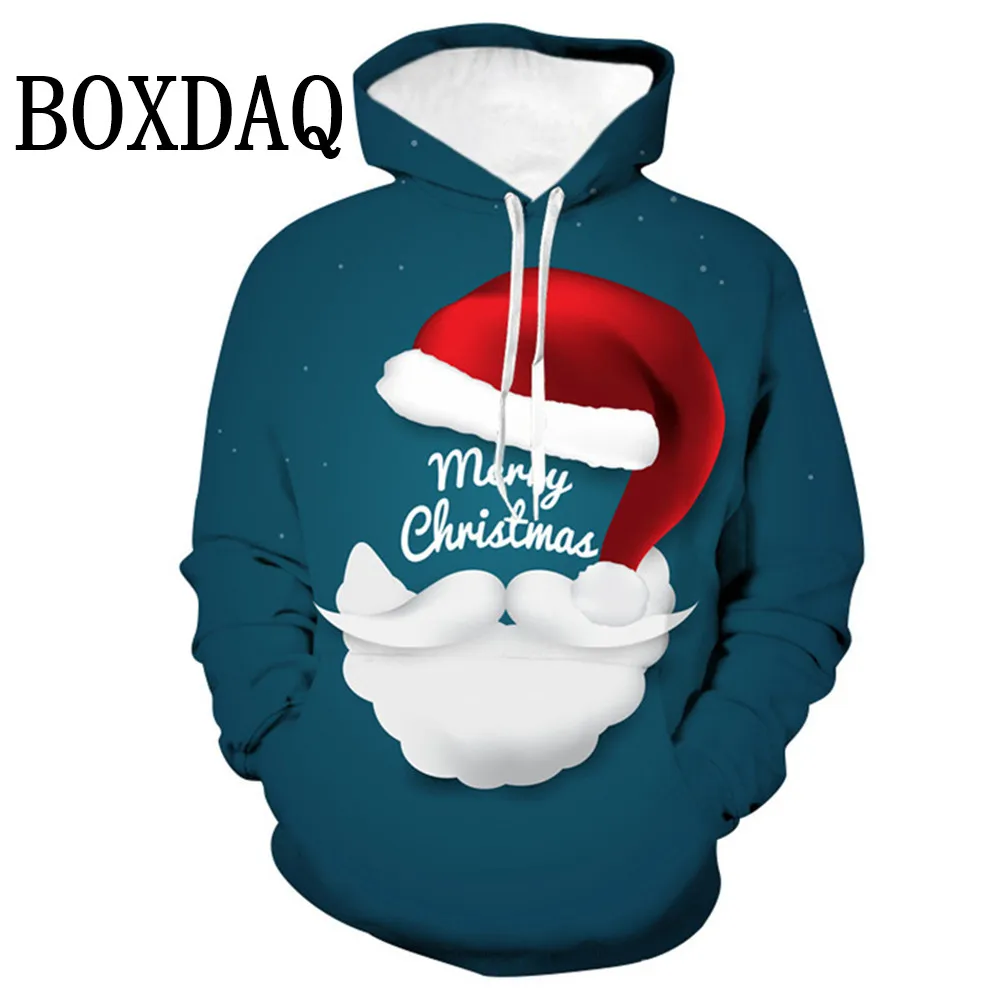 Christmas Cat Party Hoodies Women Fashion Hooded Casual Loose Sweatshirts Cartoon Kawaii 3D Print Winter Long Sleeve Pockets Top