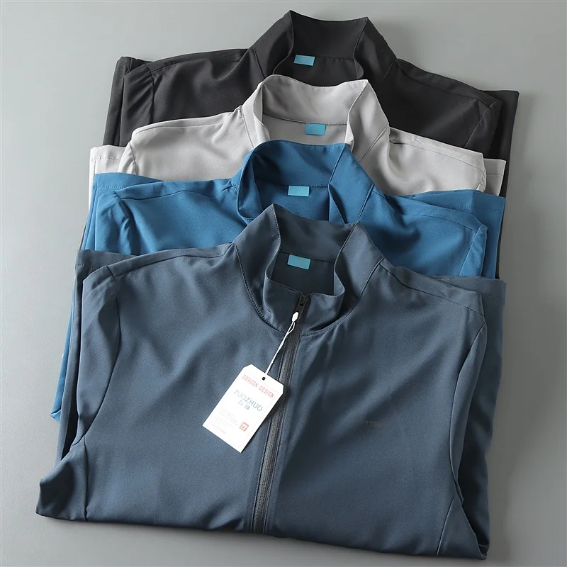 Outdoor Travel Windproof Waterproof Sun Protection Summer Thin Sporty Casual Quick Dry Jacket Coat for Men Stand Collar Zipper