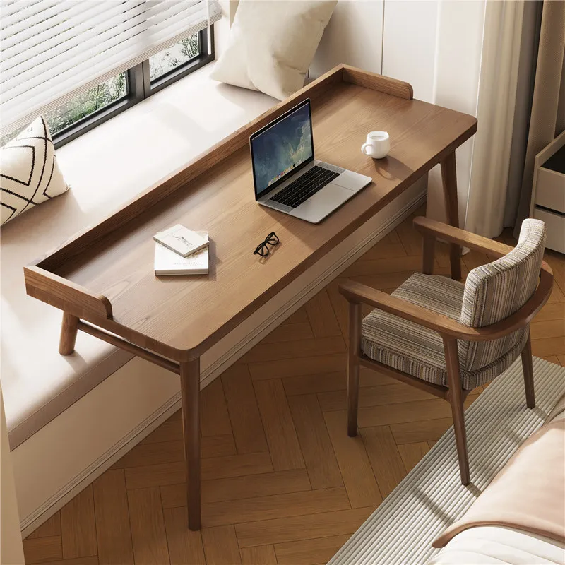 Solid wood bay window transformation integrated table balcony desk custom high and low foot study table bedroom long and short