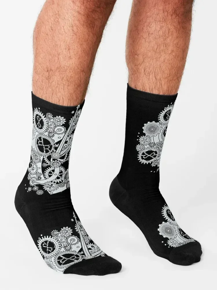 Time Waits For No One Clock Gears Socks funny gifts heated gifts funny sock Men's Socks Luxury Women's