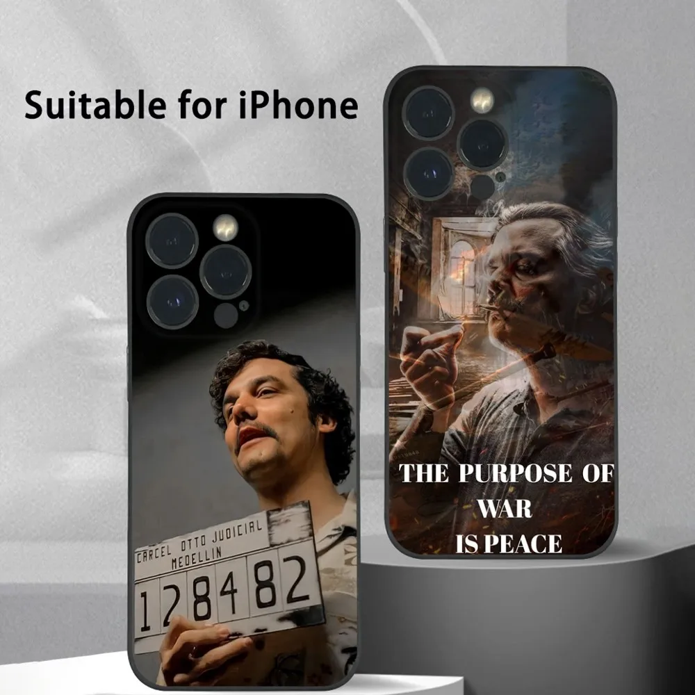 N-Narcos TV Series Pablo E-Escobar Phone Case For iPhone 15 14 13 12 11 Pro Xs Max Mini XR X 78 Plus Black Frosted Soft Shell