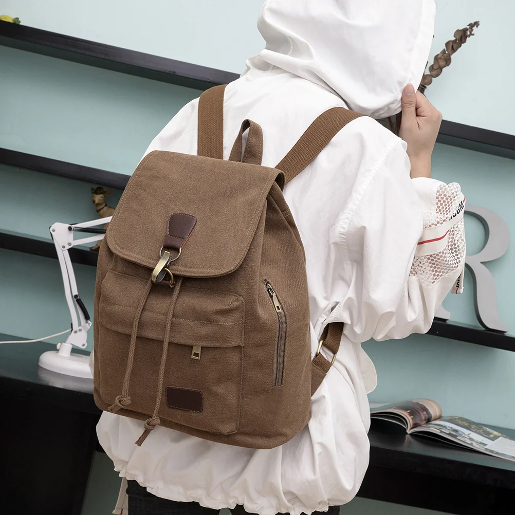 Vintage Canvas Schoolbag Large Capacity Travel Backpack Multi-Functional Women Shoulder Bag Adjustable