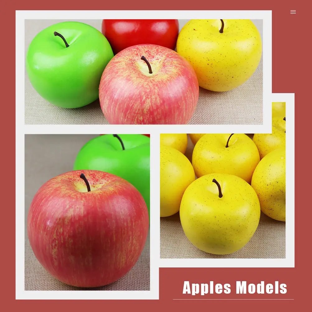 

4Pcs Artificial Apples Simulation Realistic Fruit Shape Ornaments for Photography Display Educational Decor Simulation Fruit