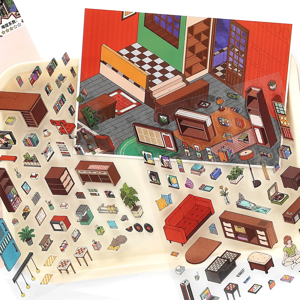 Kawaii الترفيه جناح 3D المنزل مذكرات المشهد ملصق DIY جيب المقصورة المشهد هدايا عيد الميلاد ﻿