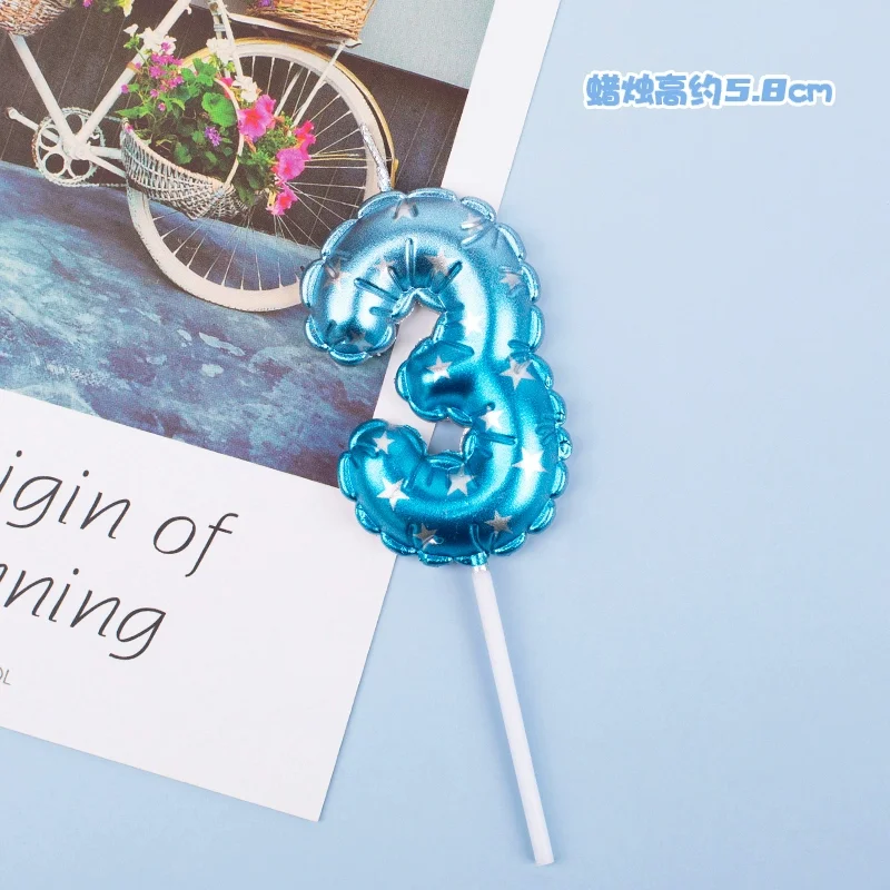 1Pcs Blue Happy Birthday Number Cake Candles 0 1 2 3 4 5 6 7 8 9 Cake Topper Kids Girls Boys Bar Baby Party Supplies Decoration