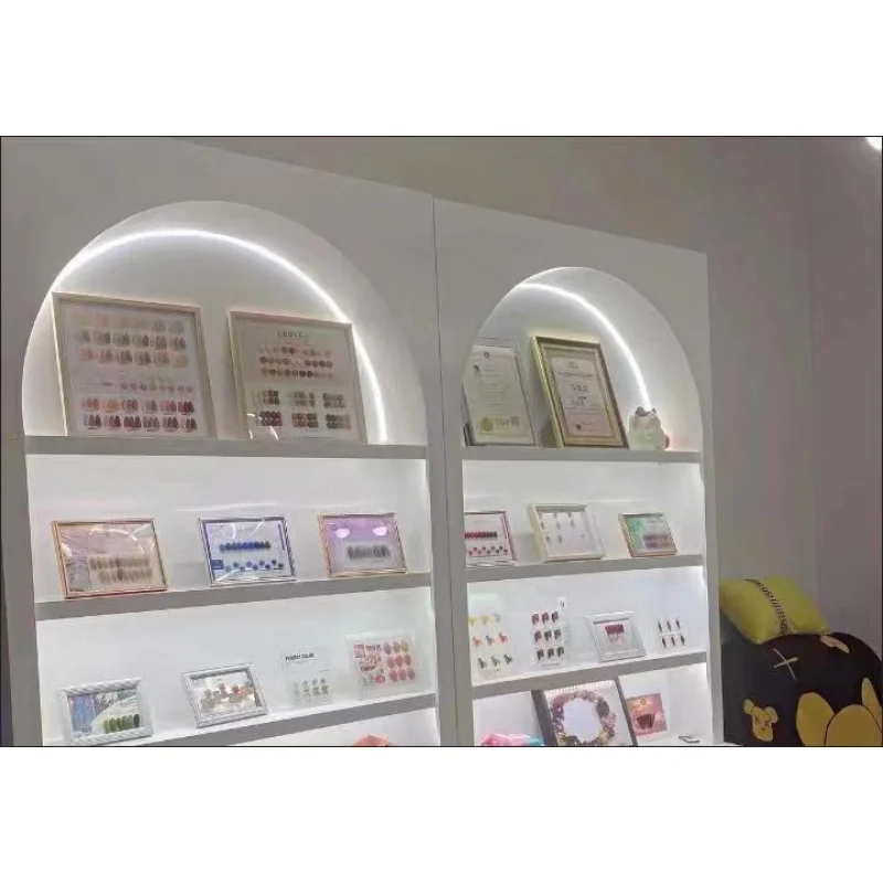 custom.Modern Cosmetics Display Cabinet Nail Polish Cabinet Beauty Salon Display Cabinet with Light