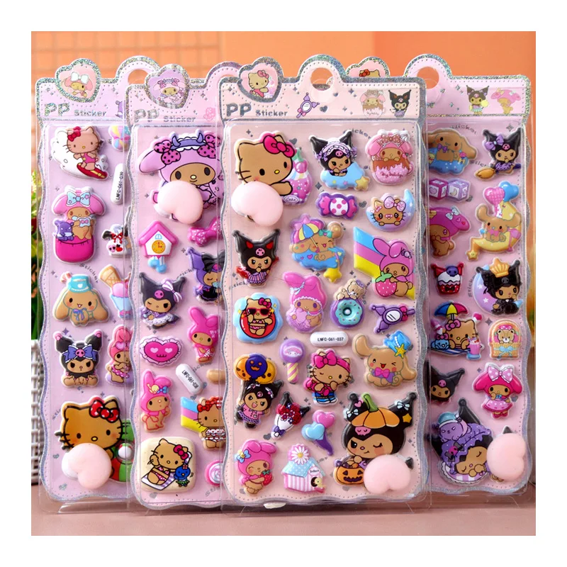 かわいいサンリオハッピーお尻ステッカー漫画ソフトピンチ子供用減圧3Dバブルステッカー電話ケースデコレーション@