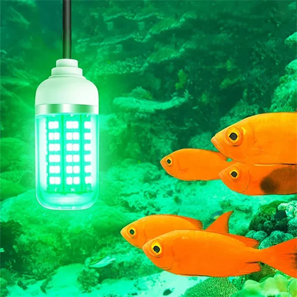 LED Fishing Light Underwater Fish Lamp AC/DC12V Ip68 Bait Spotter Lights Attractive Lure To Gather Prawns Squid Krill Multicolor