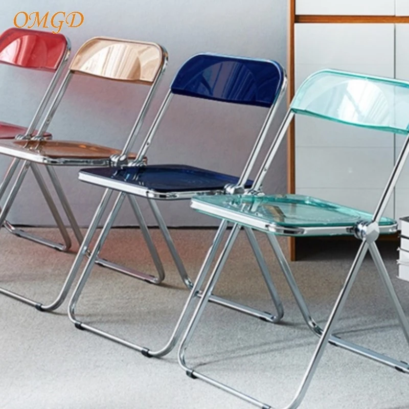 OMGD Folding Chair Office Conference Chair Leisure Restaurant Modern Backrest Chair Acrylic Transparent Table And Chair Set