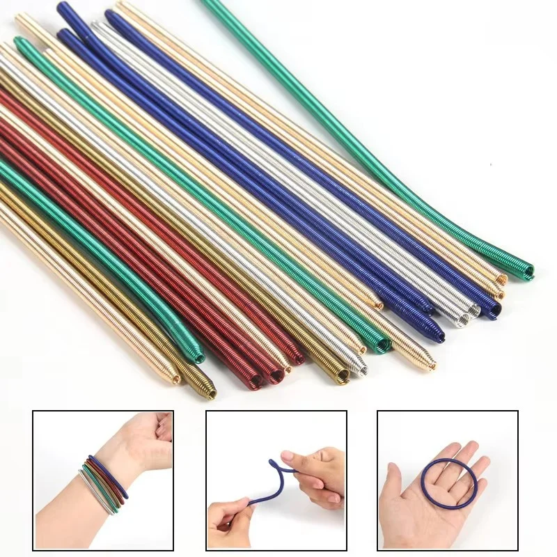 

5Pcs Elastic Pressure Steel Ring Toy Bracelet Decoration Activity Meridian Multiple Colors Wrist Massage Spring Fashion Toys