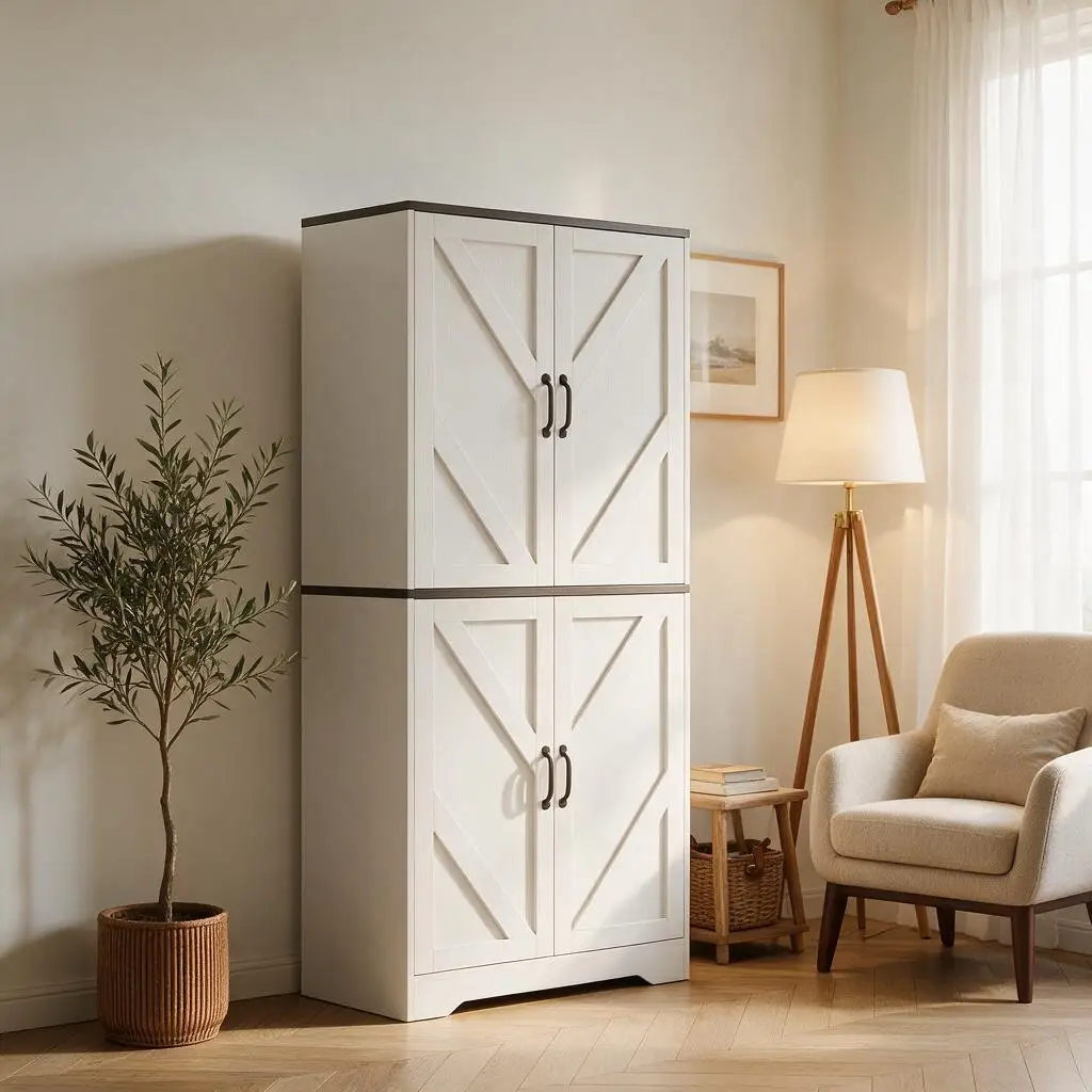 Farmhouse Freestanding Kitchen Pantry Cabinet – 70