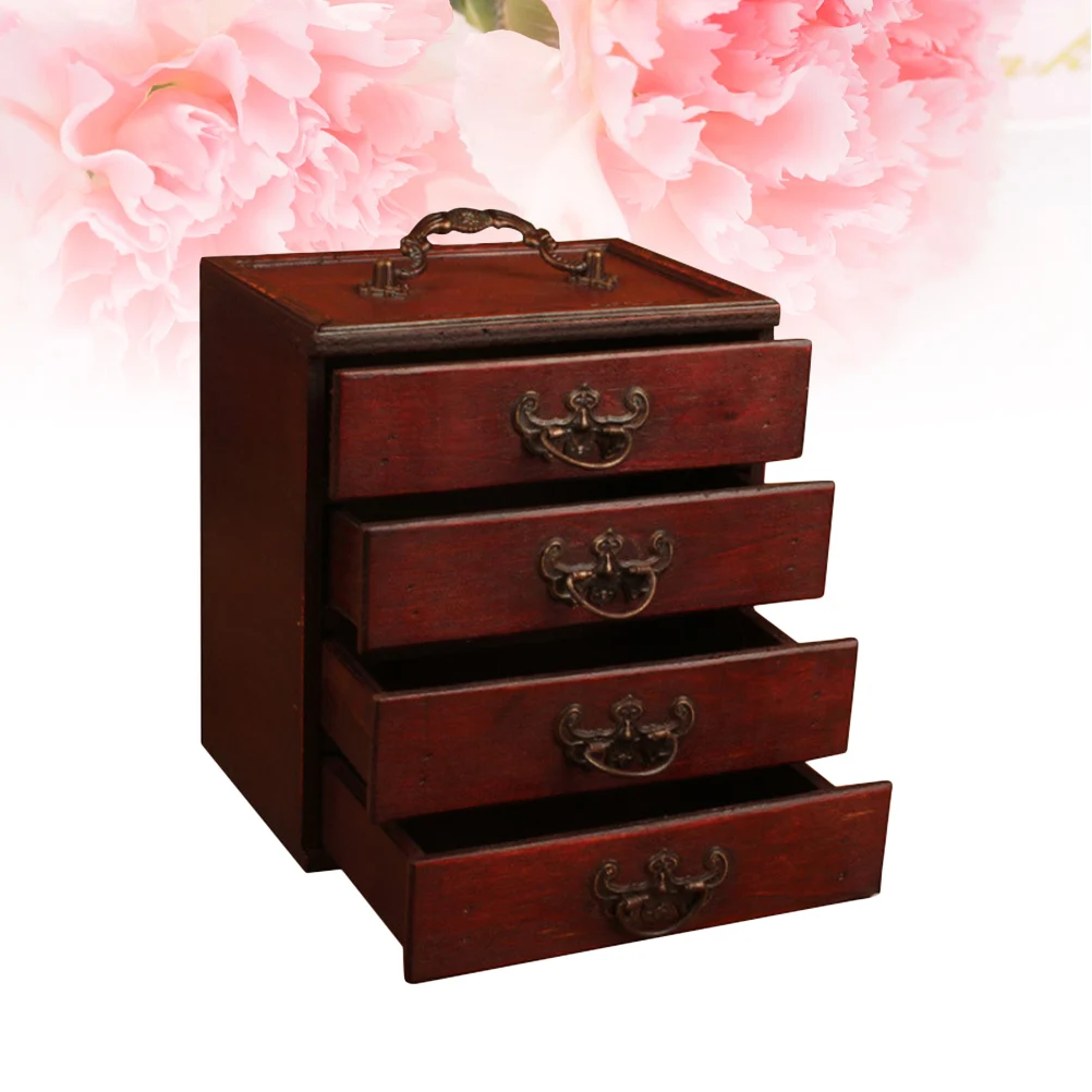 

Wooden Jewelry Boxes Chinese Style Storage Container 4 Drawers Delicate Box Woman Gift Home Decoration