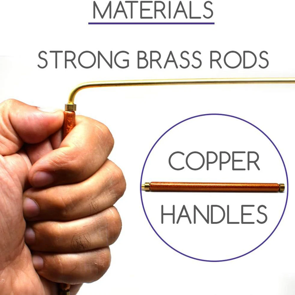 Copper Divining Rods Metal Detector Dowsing Rods For Water Gold Treasure Hunting Geobiology Exploration Tools