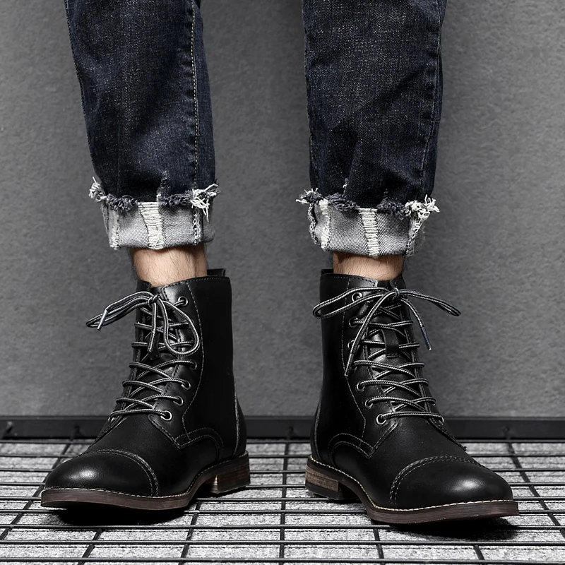 

Men's Luxury Boots New British Retro Boots Men's Boots Autumn and Winter Design Men's Ankle Boots Plus Size